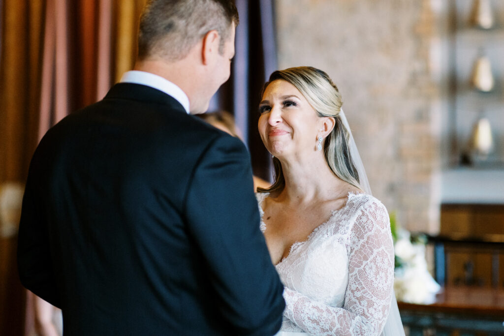 Bride with tears on her ceremony.