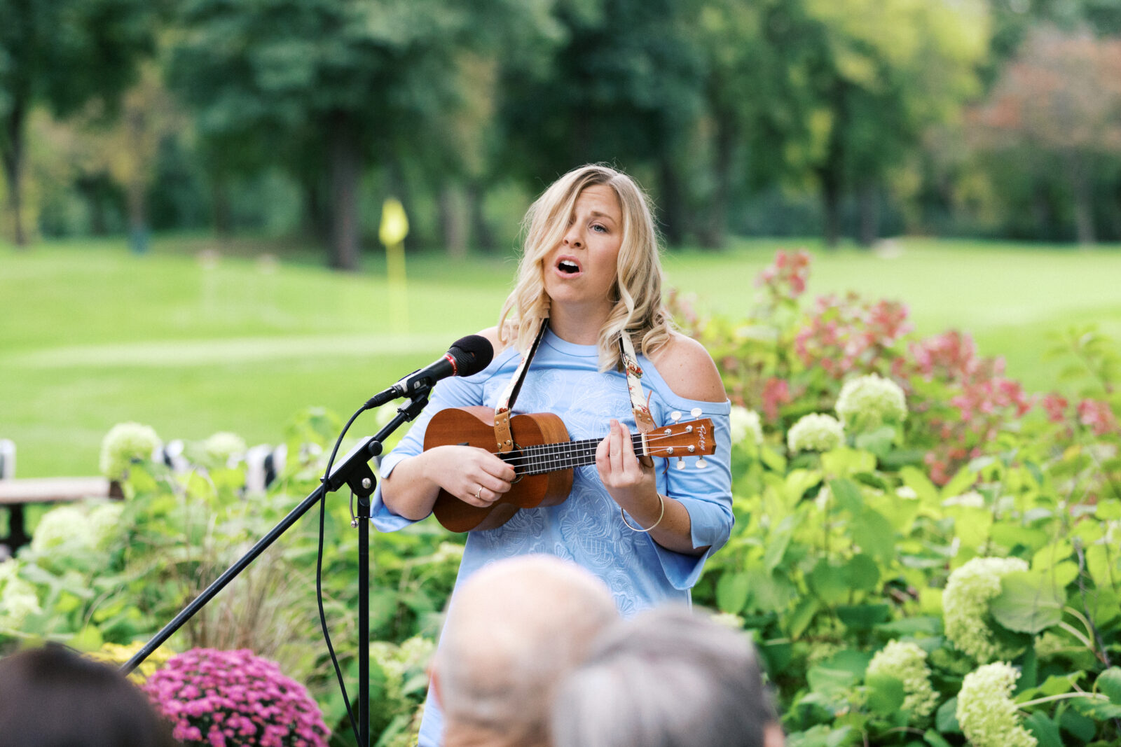 Musician playing her Ukulele at the wedding ceremony