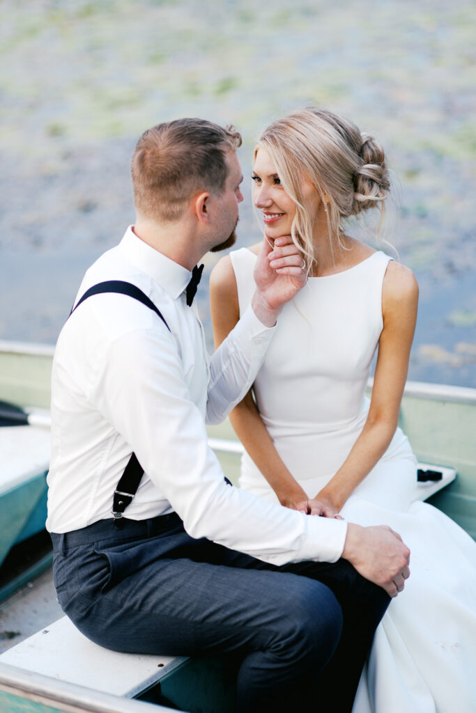 Minnesota wedding photographer capturing intimate moments of him looking in her eyes.