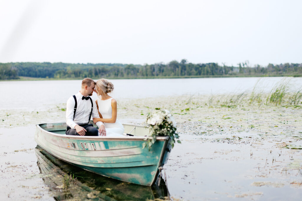 Capturing intimate moment of bride and groom in the moment.