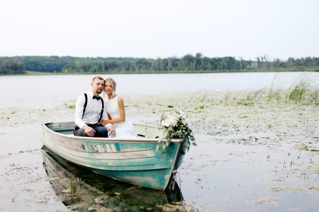 soaking in the beauty of the moment on the lake at sunset in the boat