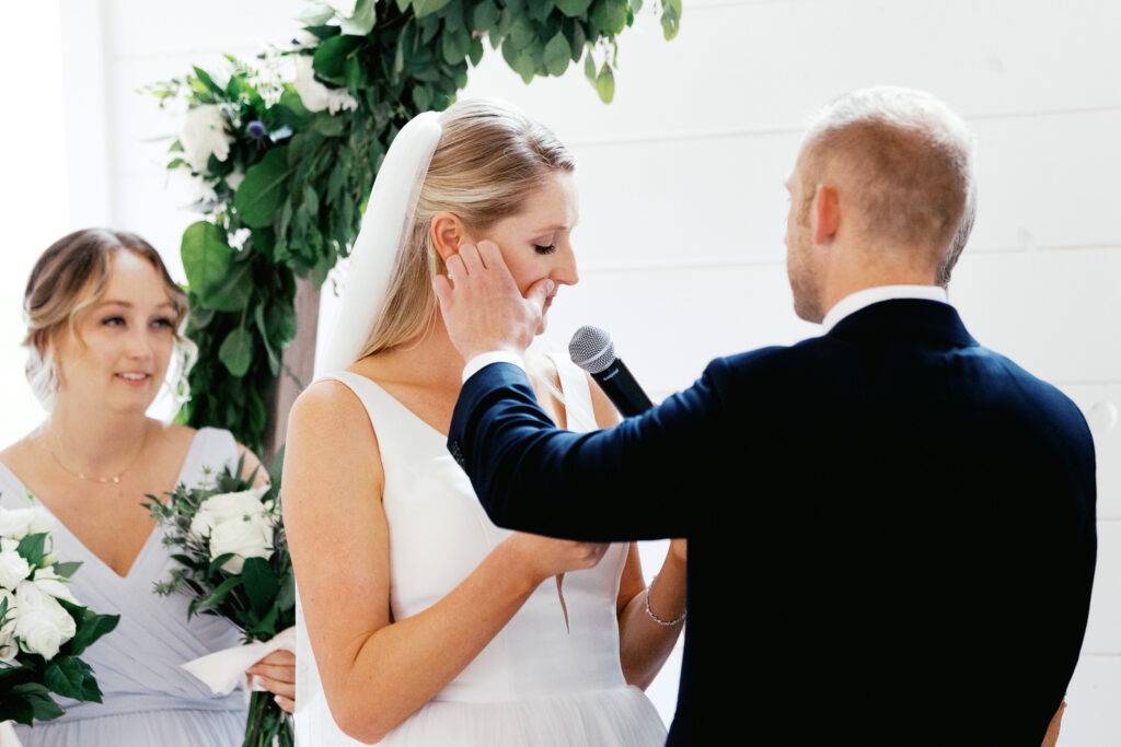 Bride pronounces her vows on their wedding day. At Ivory North Co. By Toly Dzyuba Photography.