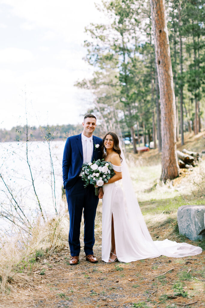 The location of the photo shoot was on the shore of Catalyst by Nature Link Resort. The photo shows the bride and groom posing.