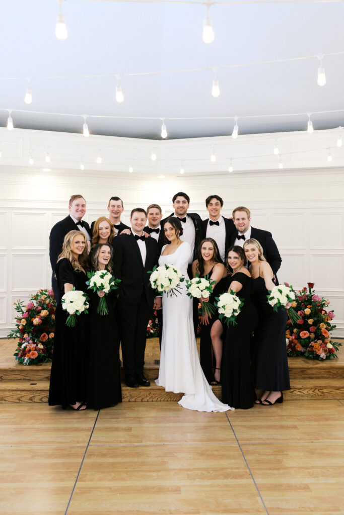 With style and luxury elegant bridal portraits indoors at St. Paul College Club featuring fine art wedding photography style.