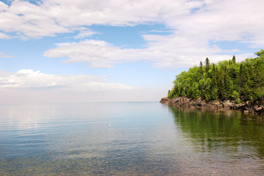 Shoreline of Lake Superior in Grand Marais, photographed by Grand Marais wedding photographer.